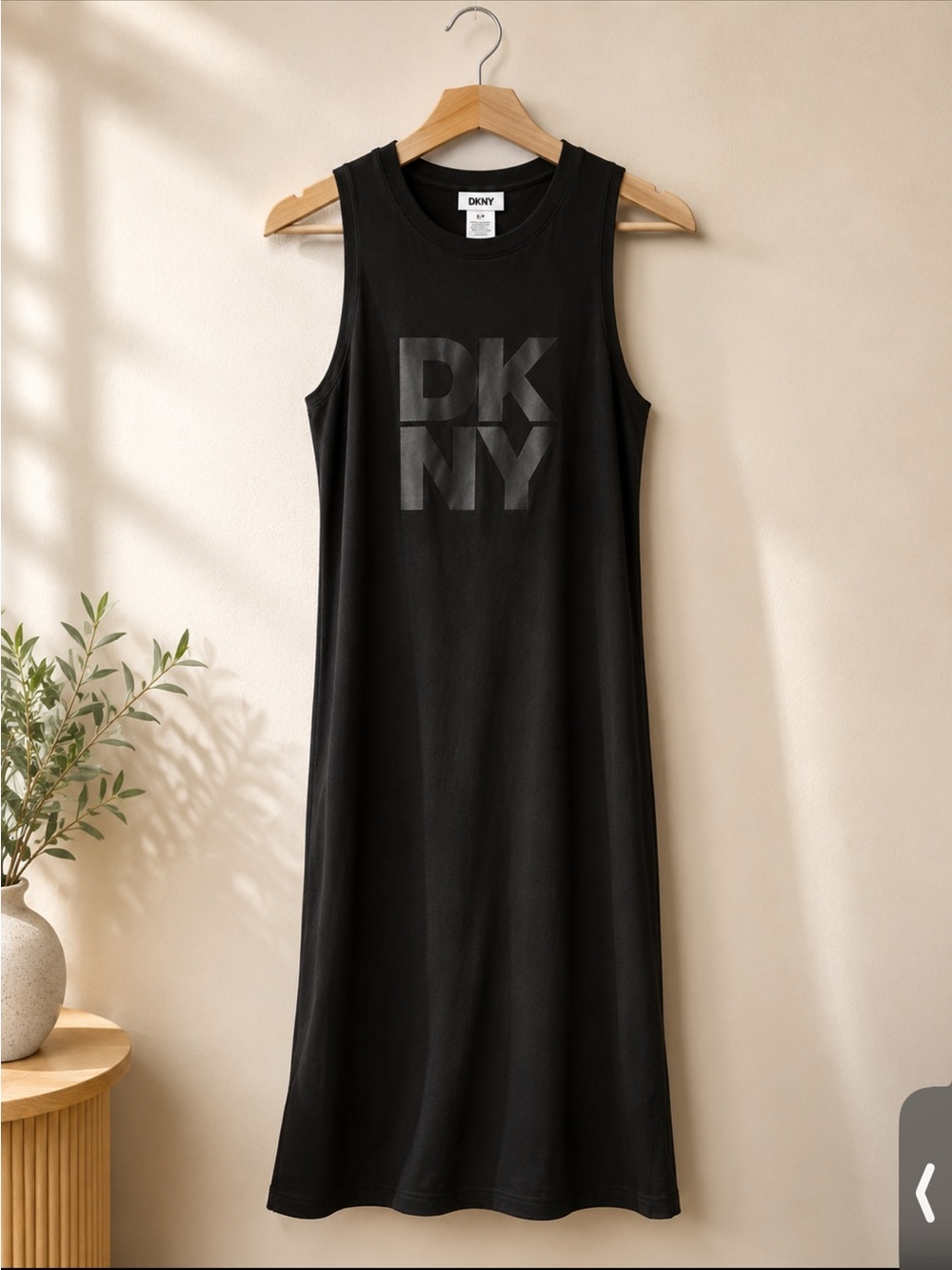 DKNY Black Midi Dress with Logo